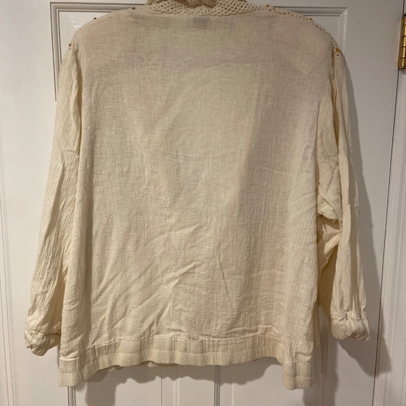 Venezia Vitale Vintage Cream Linen Cardigan with Shawl Collar & Floral Appliques - Picture 13 of 13